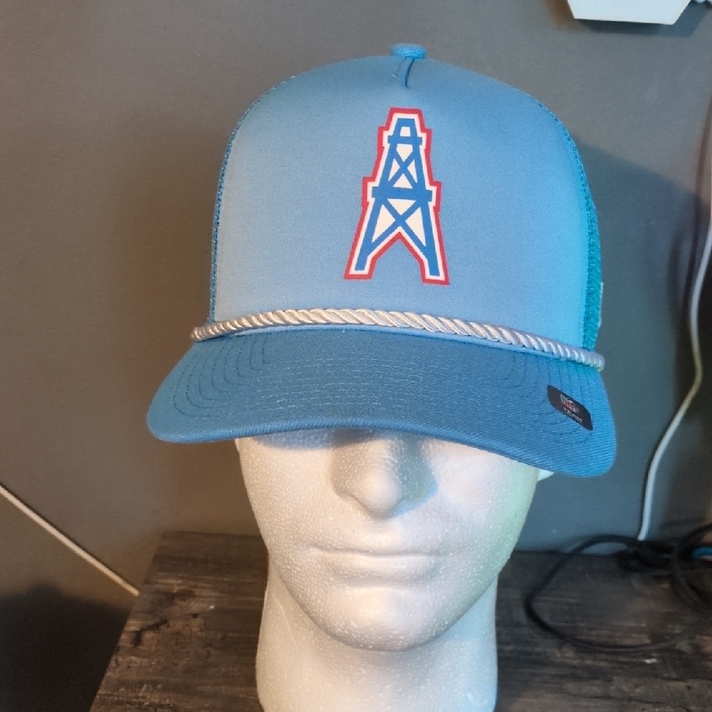 Blue Trucker Hat with Oil Derrick Logo